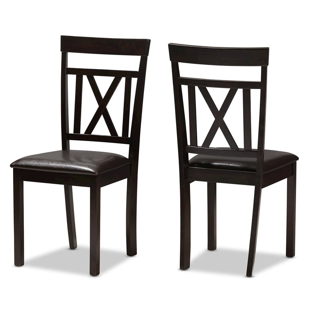 Dark Brown Faux Leather Upholstered 5-Piece Dining Set