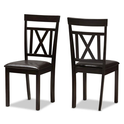 Dark Brown Faux Leather Upholstered 5-Piece Dining Set