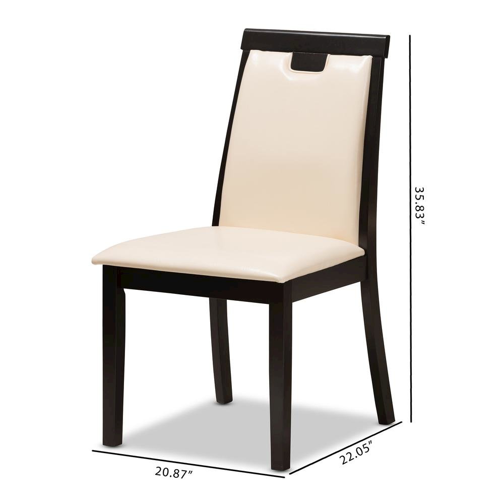 Leather Upholstered and Dark Brown Finished Dining Chair (Set of 2)