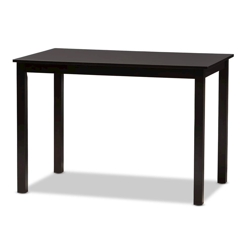 Beige Faux Leather Upholstered and Dark Brown Finished 5-Piece Dining Set