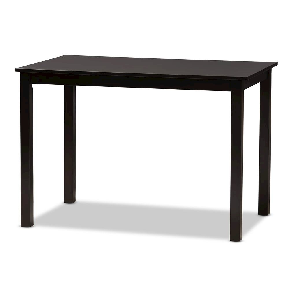 5-Piece Dark Brown Finished White Faux Leather Dining Set