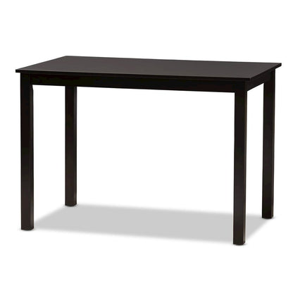 5-Piece Dark Brown Finished White Faux Leather Dining Set