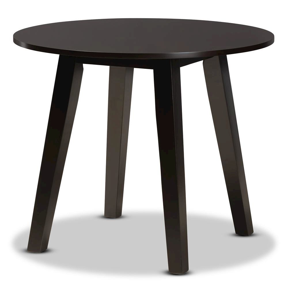 Leather Upholstered and Dark Brown Finished Wood 5-Piece Dining Set