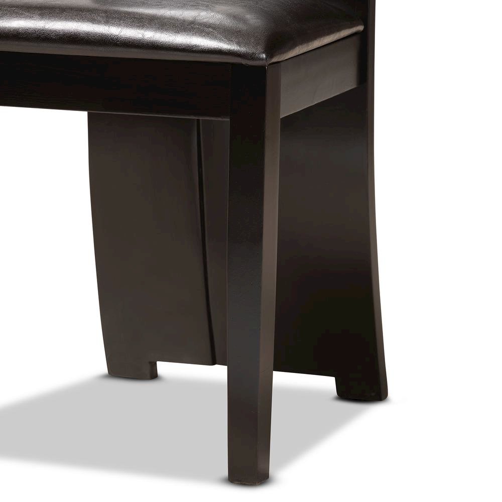 Leather Upholstered and Dark Brown Finished Wood 5-Piece Dining Set
