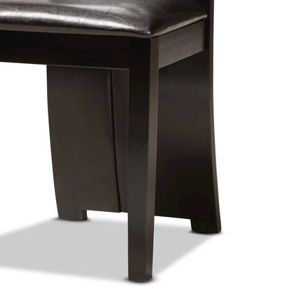Leather Upholstered and Dark Brown Finished Wood 5-Piece Dining Set