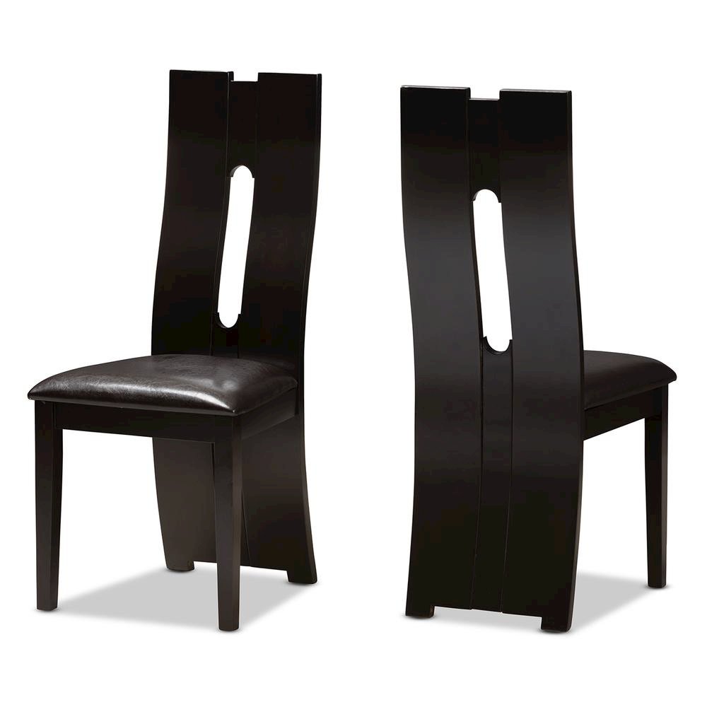 Dark Brown Faux Leather Upholstered 5-Piece Dining Set