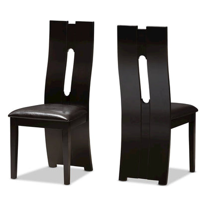 Dark Brown Faux Leather Upholstered 5-Piece Dining Set