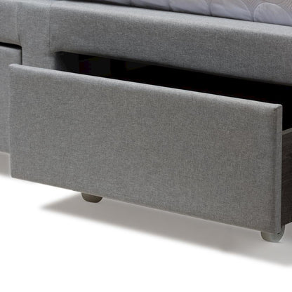 Aubrianne Modern and Contemporary Grey Fabric Upholstered Queen Storage Bed