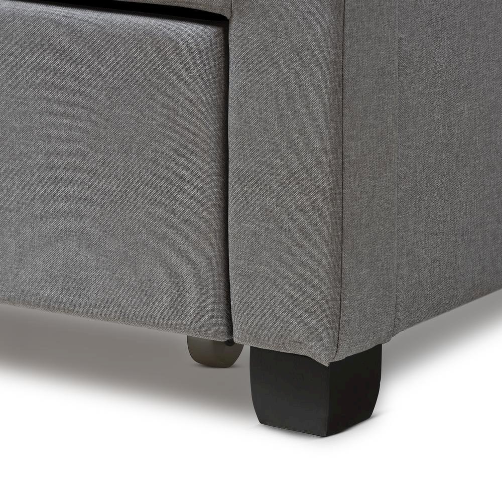 Aubrianne Modern and Contemporary Grey Fabric Upholstered Queen Storage Bed
