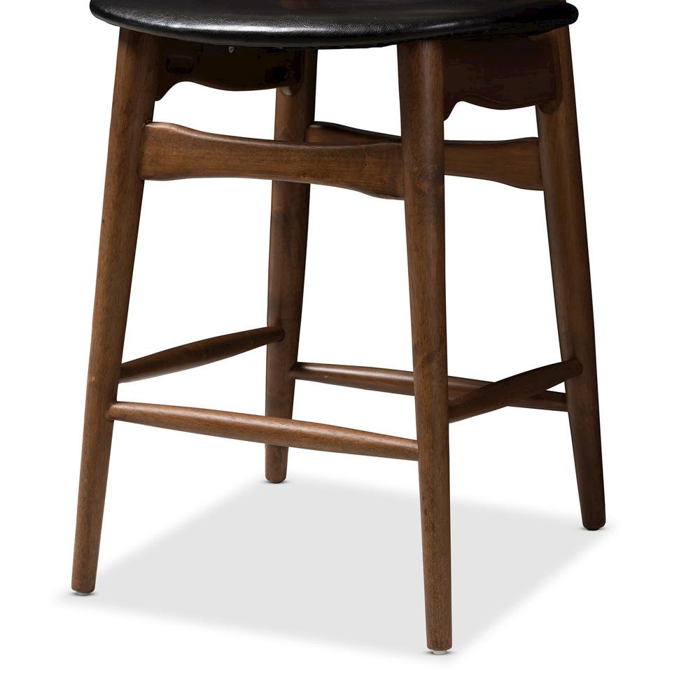 Leather Upholstered Walnut Finished Counter Stool (Set of 2)