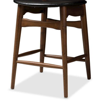 Leather Upholstered Walnut Finished Counter Stool (Set of 2)