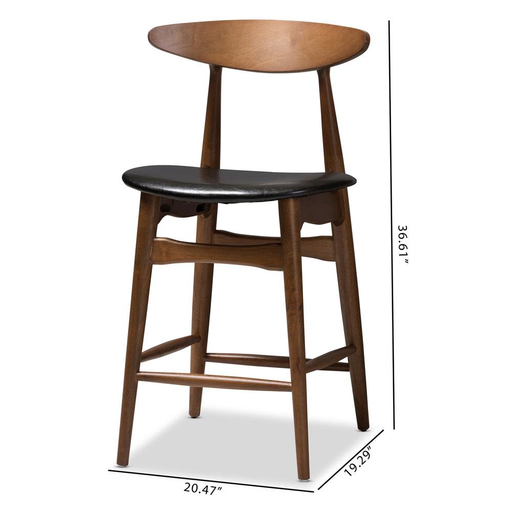 Leather Upholstered Walnut Finished Counter Stool (Set of 2)