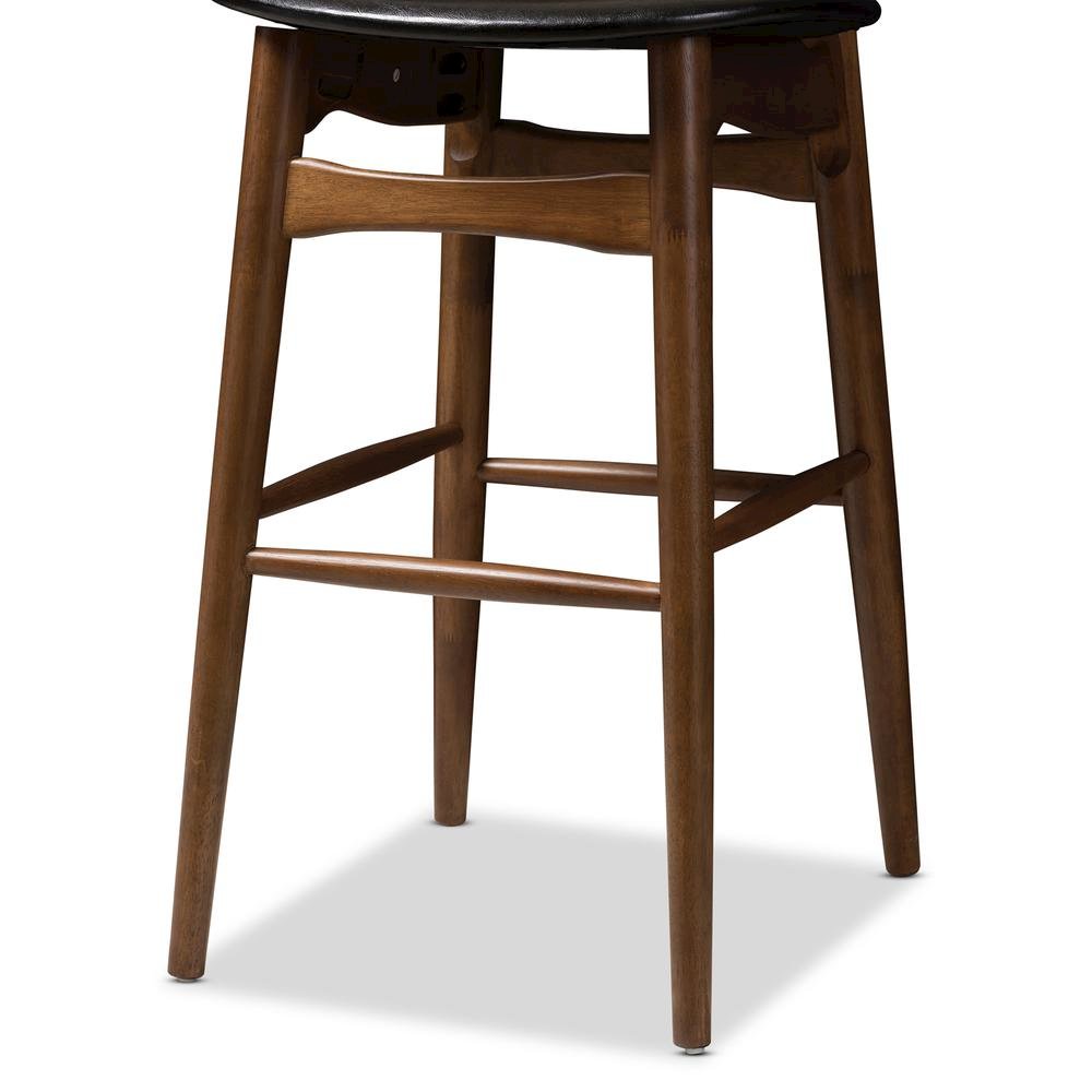 Leather Upholstered Walnut Finished Bar Stool (Set of 2)