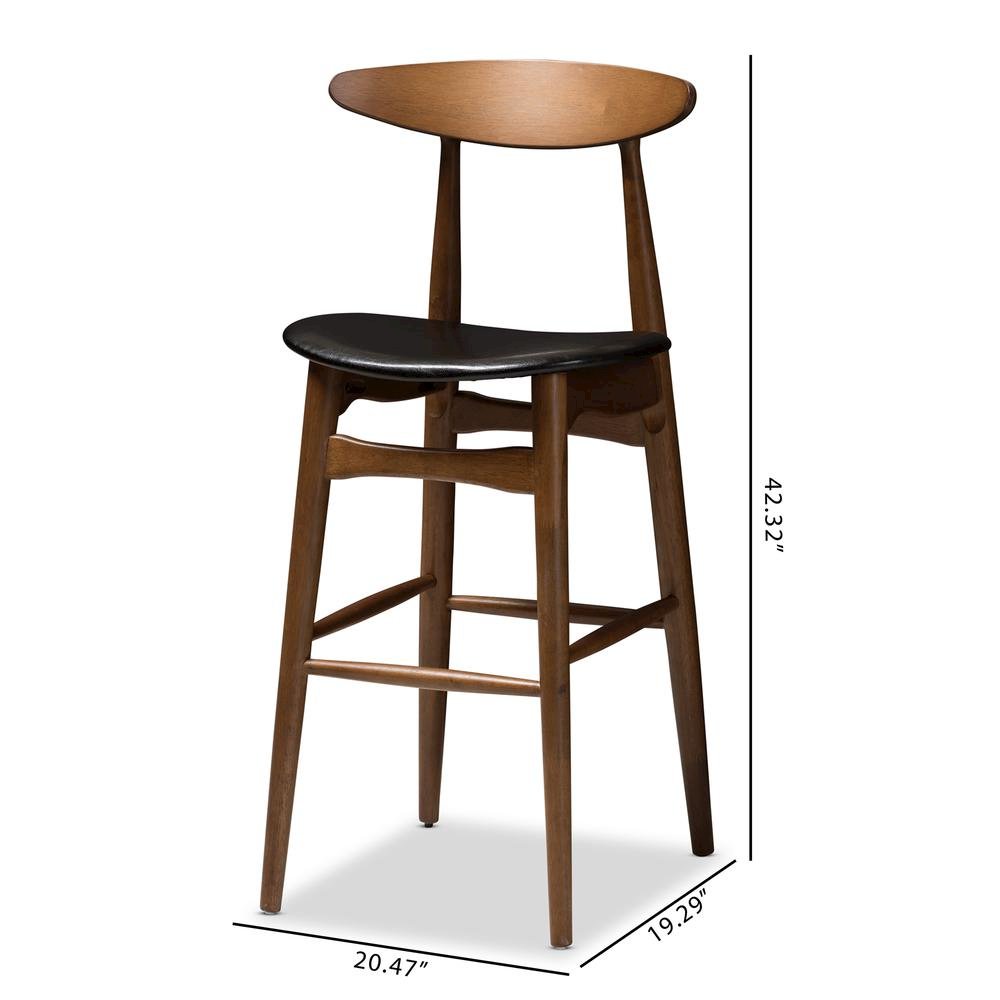 Leather Upholstered Walnut Finished Bar Stool (Set of 2)