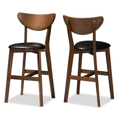 Leather Upholstered Walnut Finished Counter Stool (Set of 2)