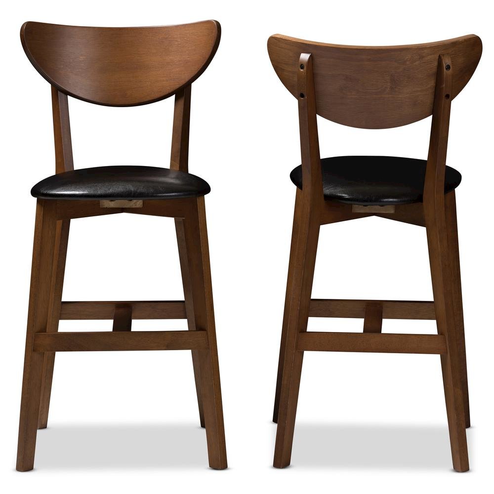 Leather Upholstered Walnut Finished Counter Stool (Set of 2)