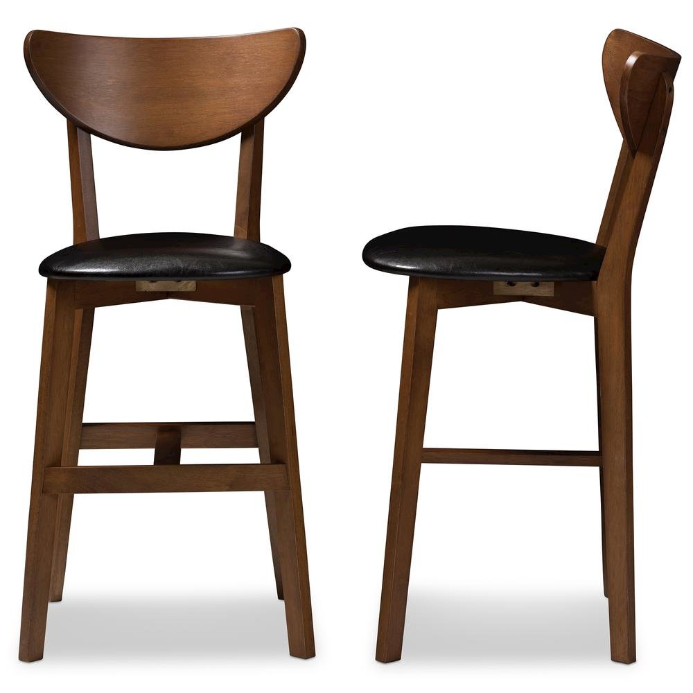Leather Upholstered Walnut Finished Counter Stool (Set of 2)