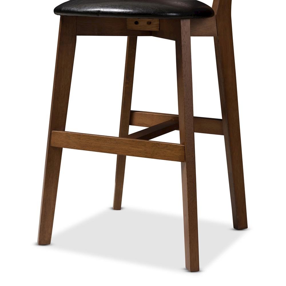 Leather Upholstered Walnut Finished Counter Stool (Set of 2)