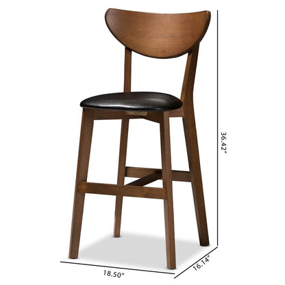 Leather Upholstered Walnut Finished Counter Stool (Set of 2)