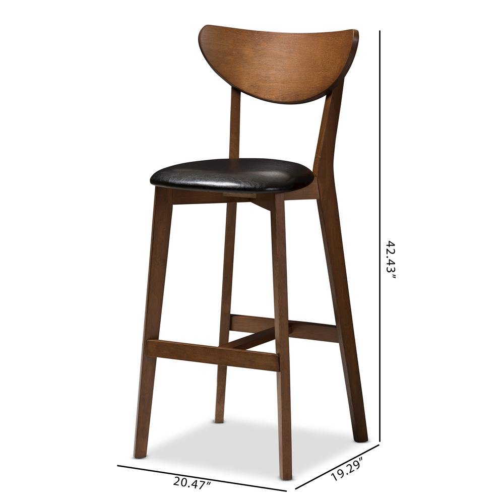 Leather Upholstered Walnut Finished Bar Stool (Set of 2)