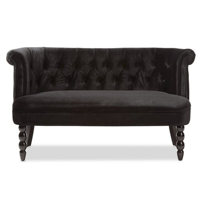 Black Velvet Fabric Upholstered 2-seater Loveseat