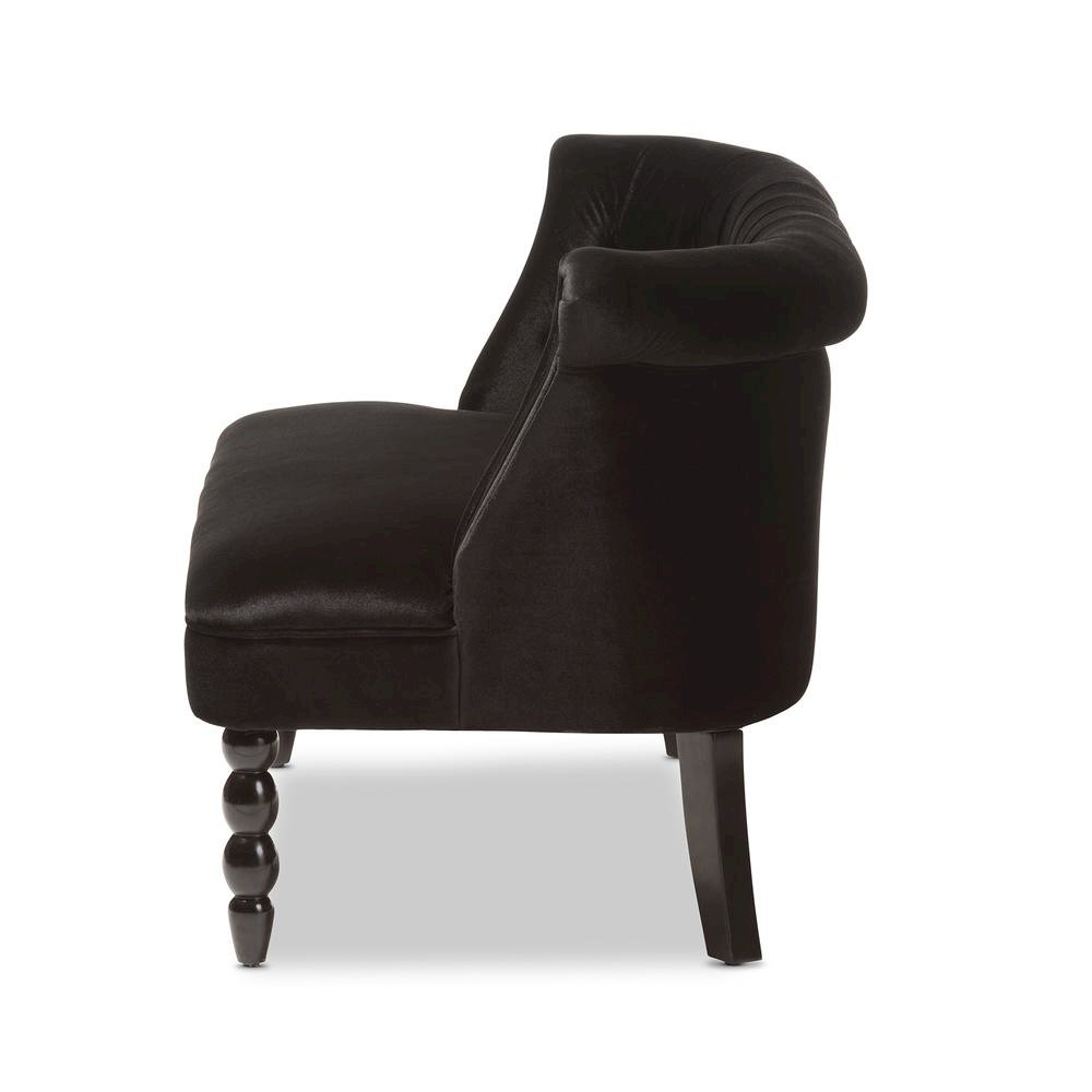 Black Velvet Fabric Upholstered 2-seater Loveseat
