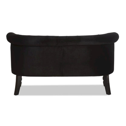 Black Velvet Fabric Upholstered 2-seater Loveseat