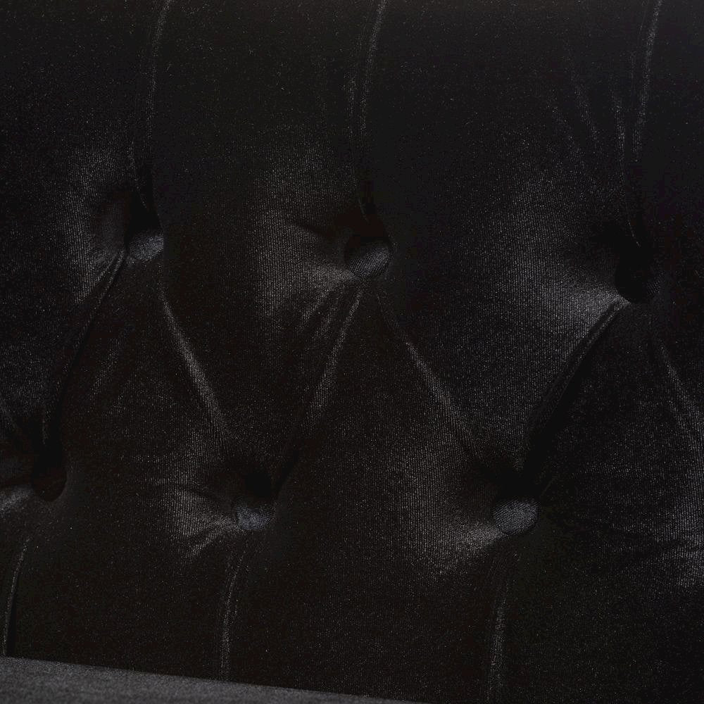 Black Velvet Fabric Upholstered 2-seater Loveseat