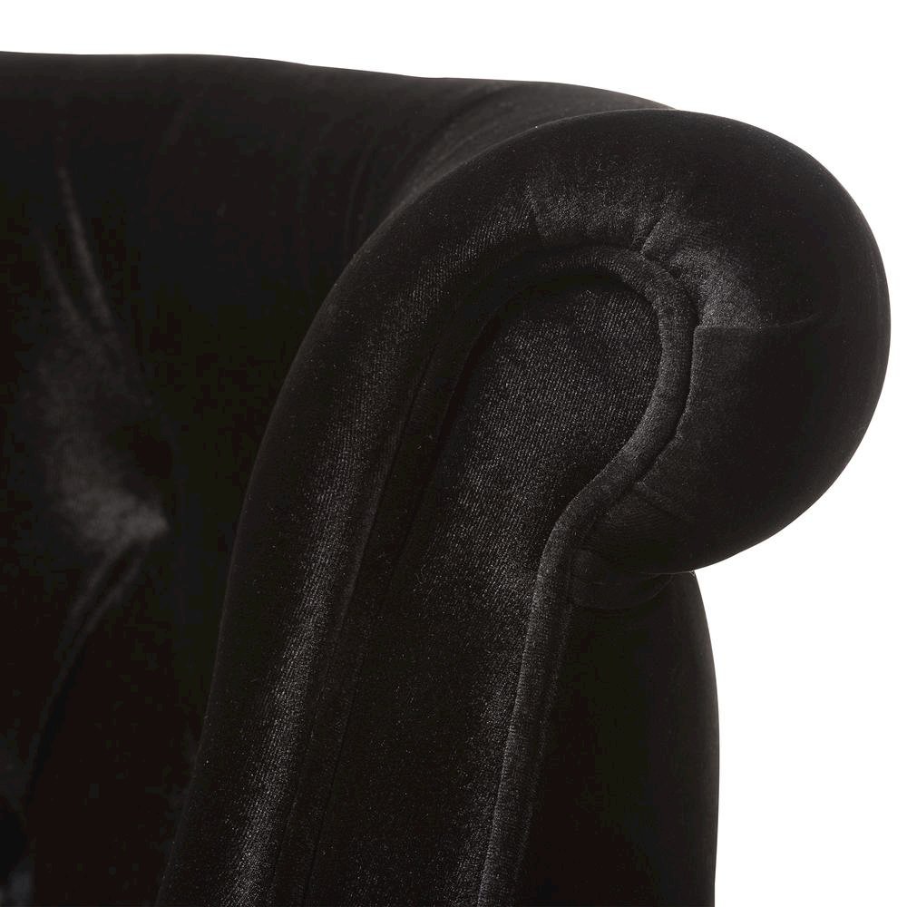 Black Velvet Fabric Upholstered 2-seater Loveseat