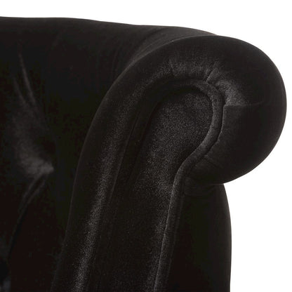Black Velvet Fabric Upholstered 2-seater Loveseat