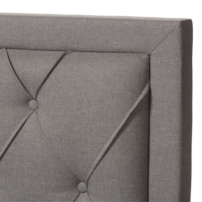 Light Grey Fabric Upholstered Queen Size Storage Bed