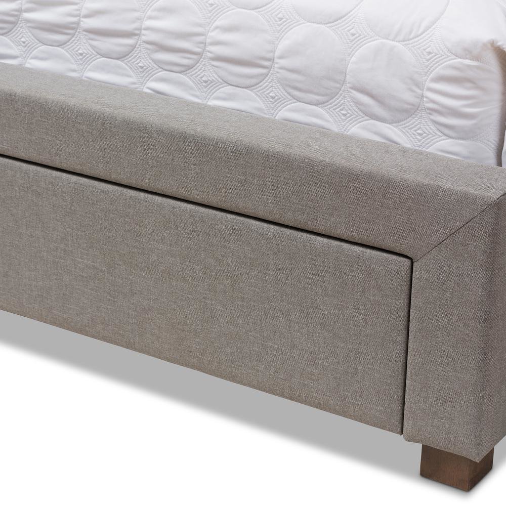 Light Grey Fabric Upholstered Queen Size Storage Bed