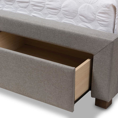 Light Grey Fabric Upholstered Queen Size Storage Bed
