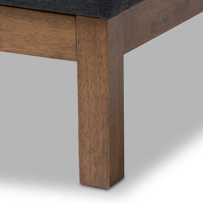 Dark Grey Fabric Upholstered Walnut-Finished Twin Sized Platform Bed