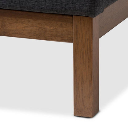 Dark Grey Fabric Upholstered Walnut-Finished Full Sized Platform Bed