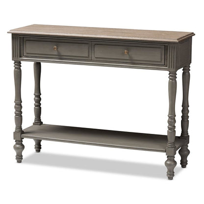 Noemie Country Cottage Farmhouse Brown Finished 2-Drawer Console Table