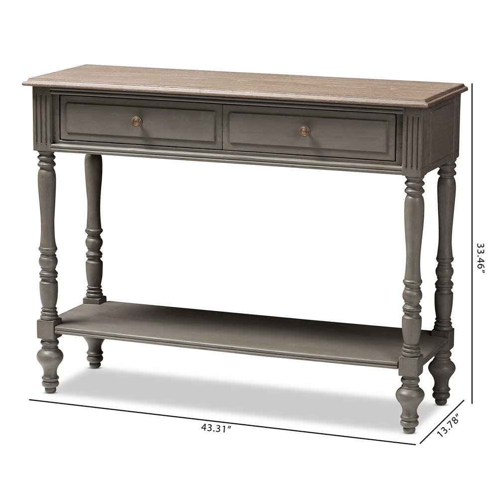 Noemie Country Cottage Farmhouse Brown Finished 2-Drawer Console Table