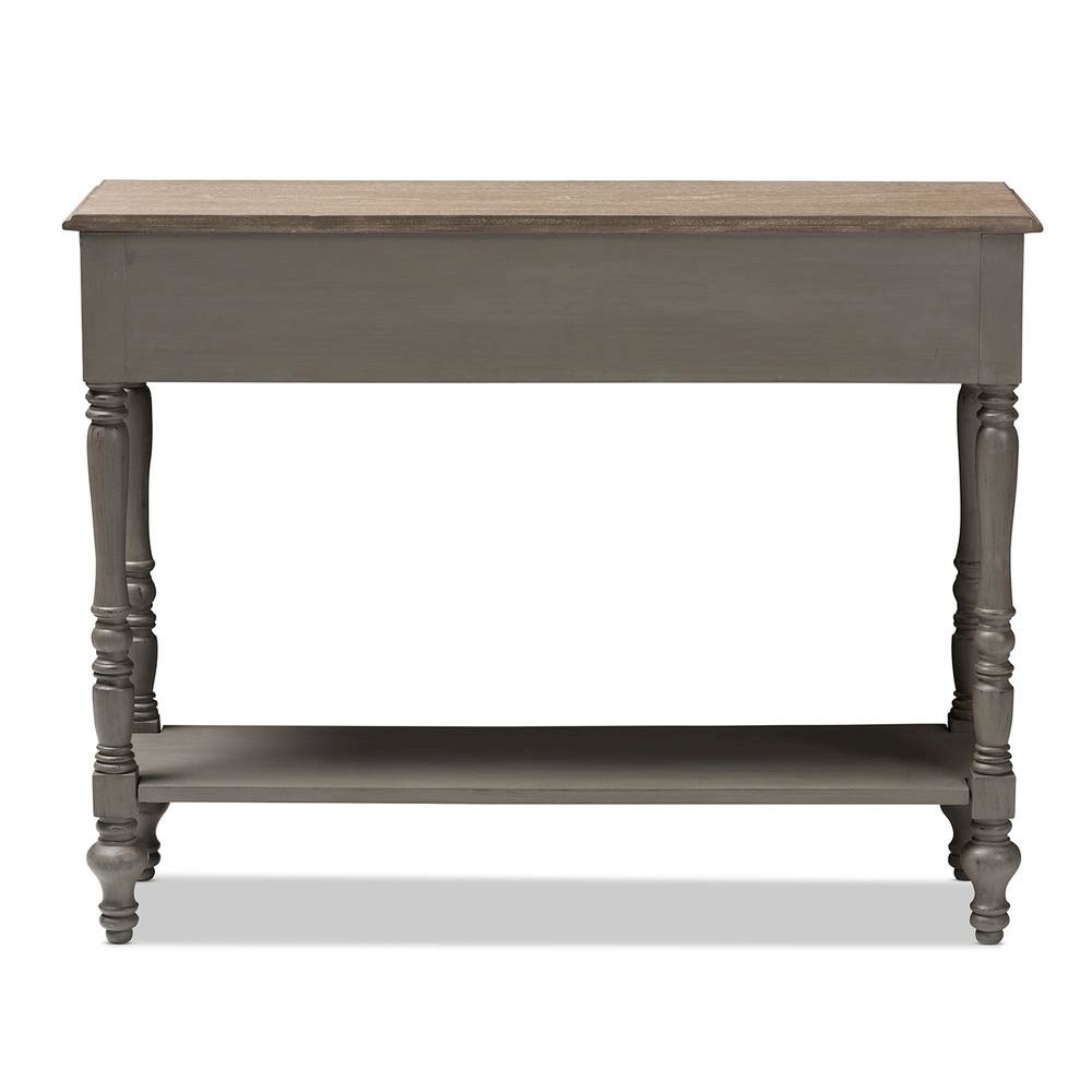 Noemie Country Cottage Farmhouse Brown Finished 2-Drawer Console Table
