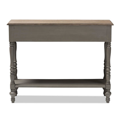 Noemie Country Cottage Farmhouse Brown Finished 2-Drawer Console Table