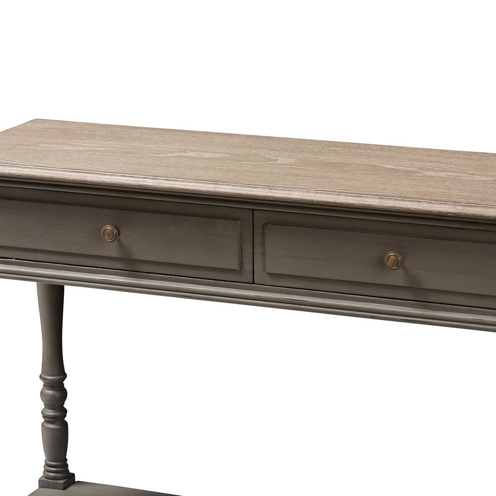 Noemie Country Cottage Farmhouse Brown Finished 2-Drawer Console Table