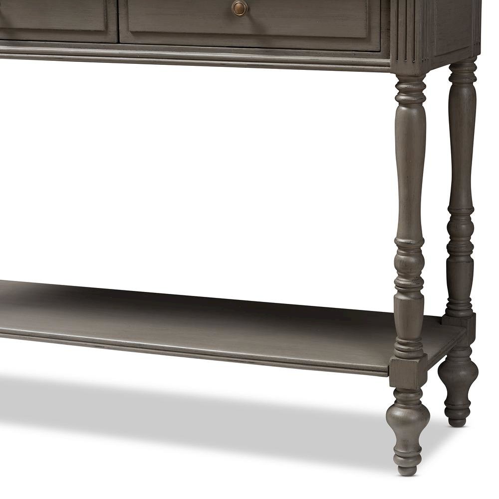 Noemie Country Cottage Farmhouse Brown Finished 2-Drawer Console Table