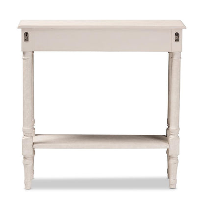 Ariella Country Cottage Farmhouse Whitewashed 1-Drawer Console Table