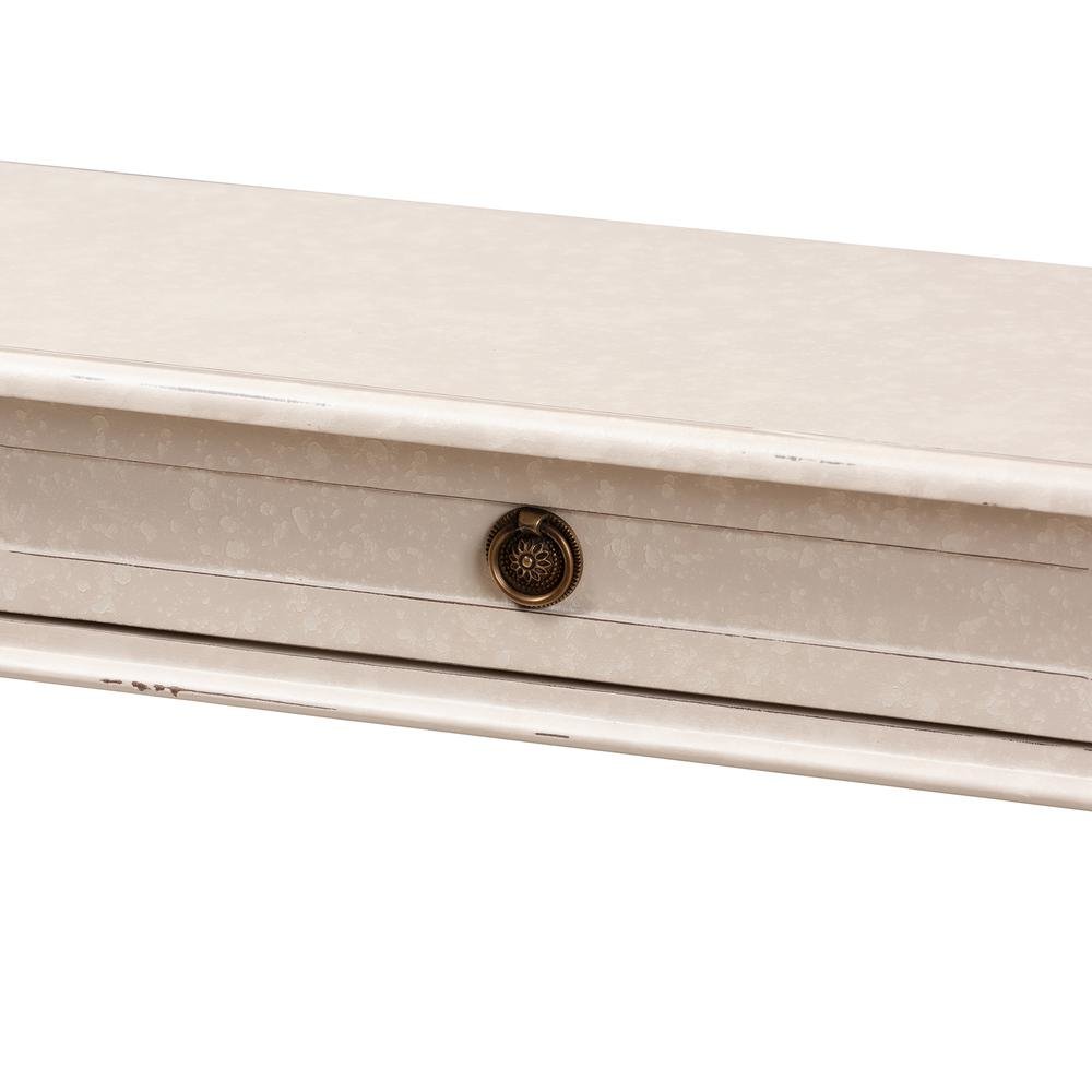 Ariella Country Cottage Farmhouse Whitewashed 1-Drawer Console Table