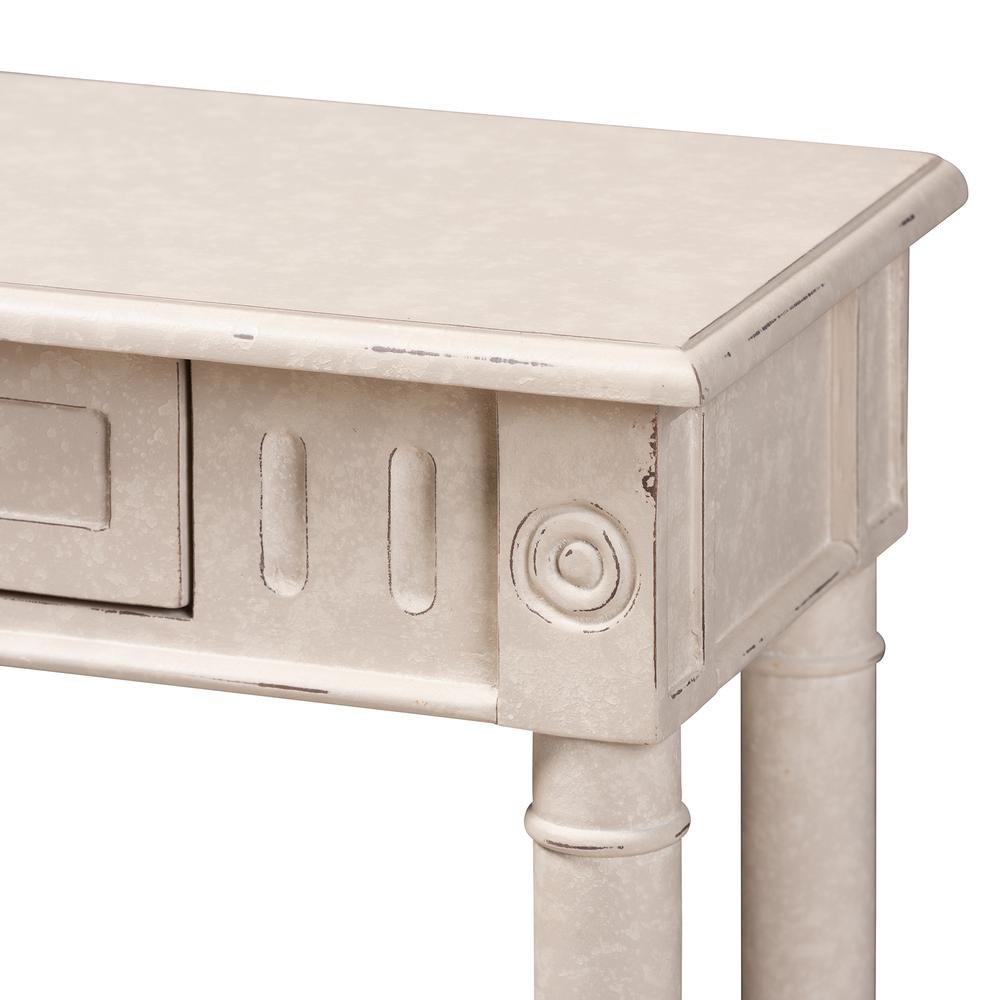 Ariella Country Cottage Farmhouse Whitewashed 1-Drawer Console Table