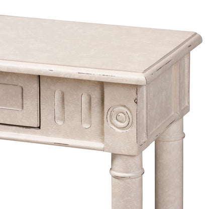 Ariella Country Cottage Farmhouse Whitewashed 1-Drawer Console Table