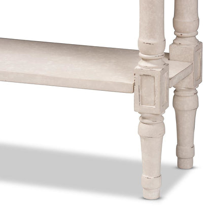 Ariella Country Cottage Farmhouse Whitewashed 1-Drawer Console Table