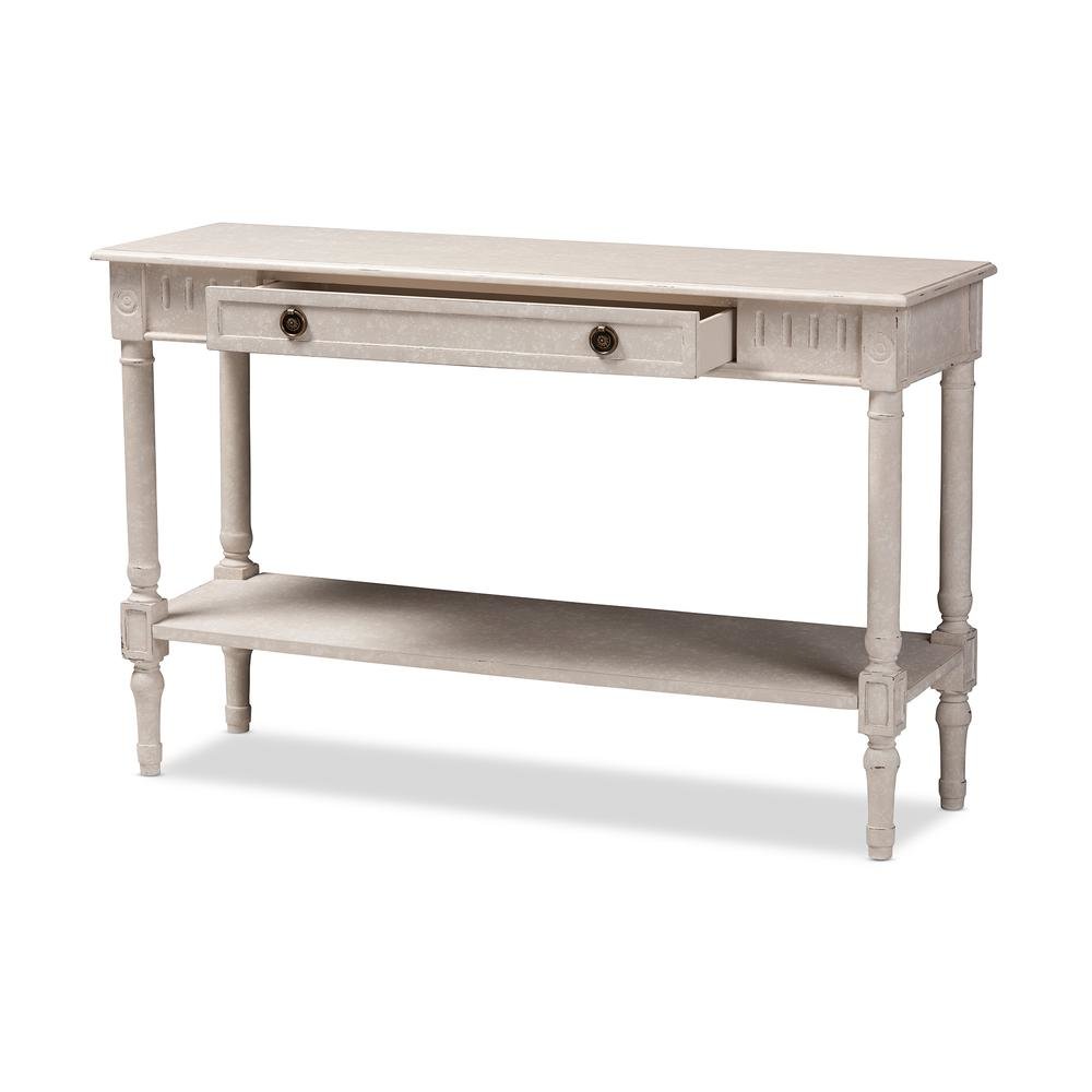 Ariella Country Cottage Farmhouse Whitewashed 1-Drawer Console Table