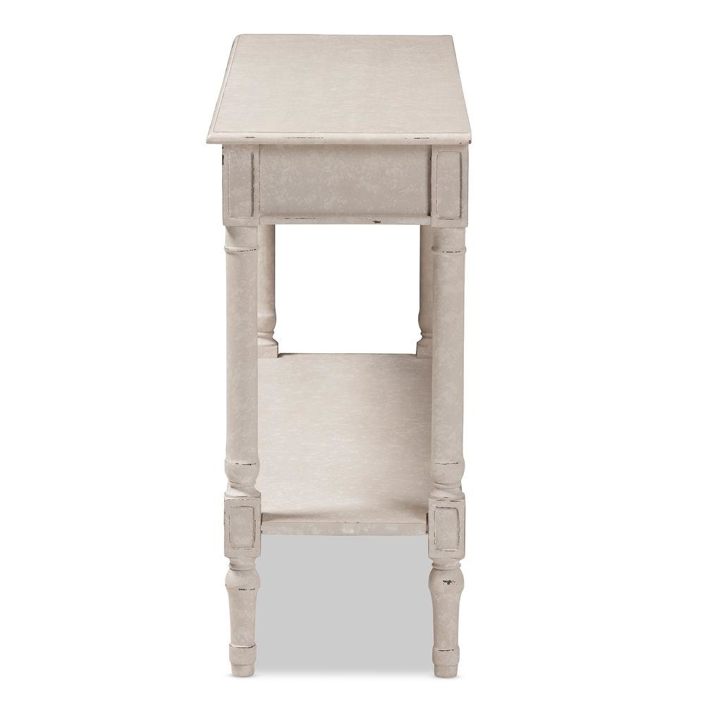 Ariella Country Cottage Farmhouse Whitewashed 1-Drawer Console Table