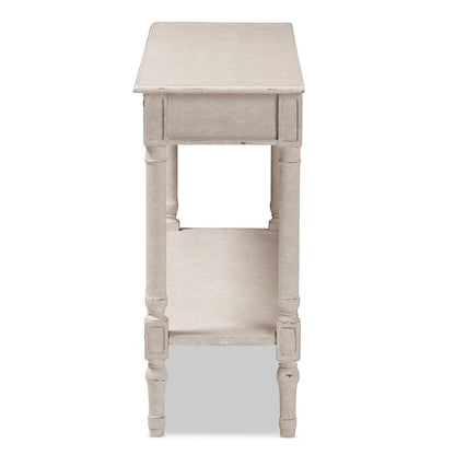 Ariella Country Cottage Farmhouse Whitewashed 1-Drawer Console Table