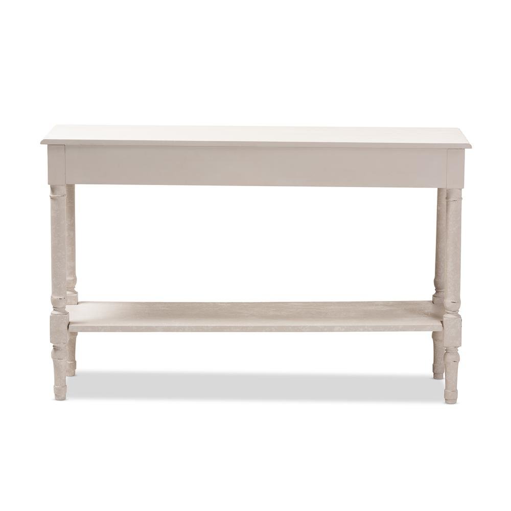 Ariella Country Cottage Farmhouse Whitewashed 1-Drawer Console Table